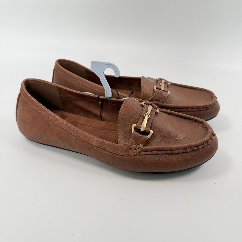 Aerosoles Buckle Loafer Day Drive Moccasin Womens Cognac Brown Size 11 Wide NEW
